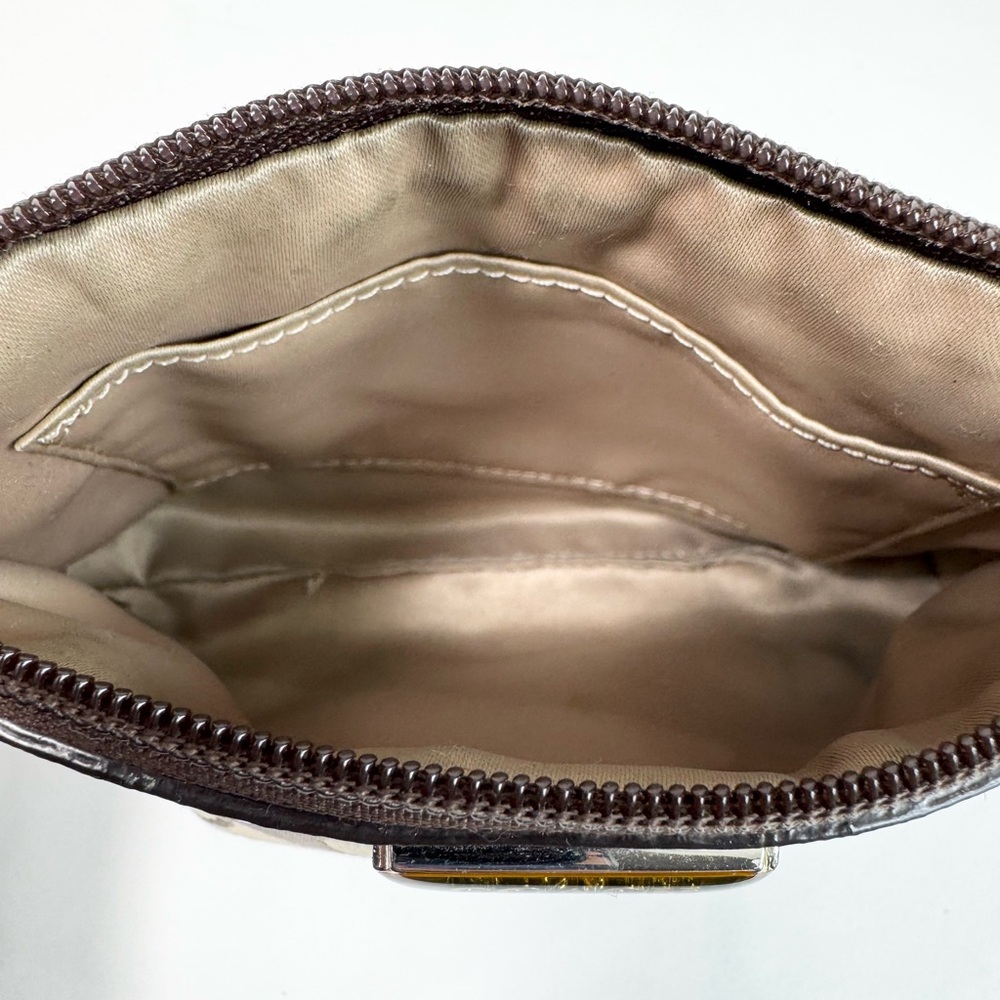 Coach Brown Signature Jacquard & Patent Leather Wristlet - Picture 3 of 6
